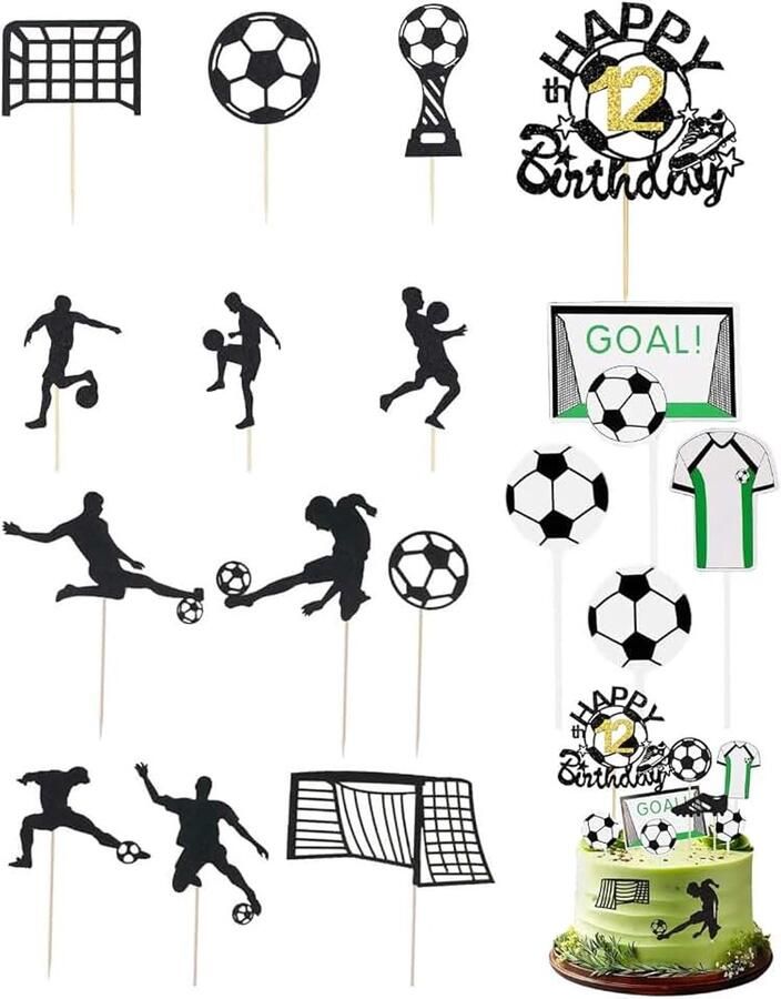 Voetbal taartdecoratie 13 jaar oud taarttoppers voetbal voor verjaardag kinderen jongen thema voetbal verjaardagstaart figuren