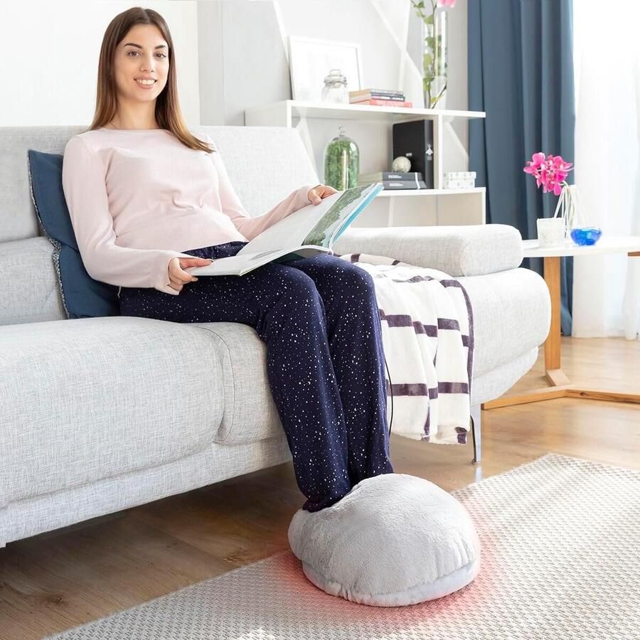 Voetenwarmer Elektrische Voetverwarmer met 3 Warmtestanden Voetenwarmers Volwassenen Voor Voetverzorging Snel Opwarmen (30s) USB-Oplaadbaar 30*30*16cm Grijs
