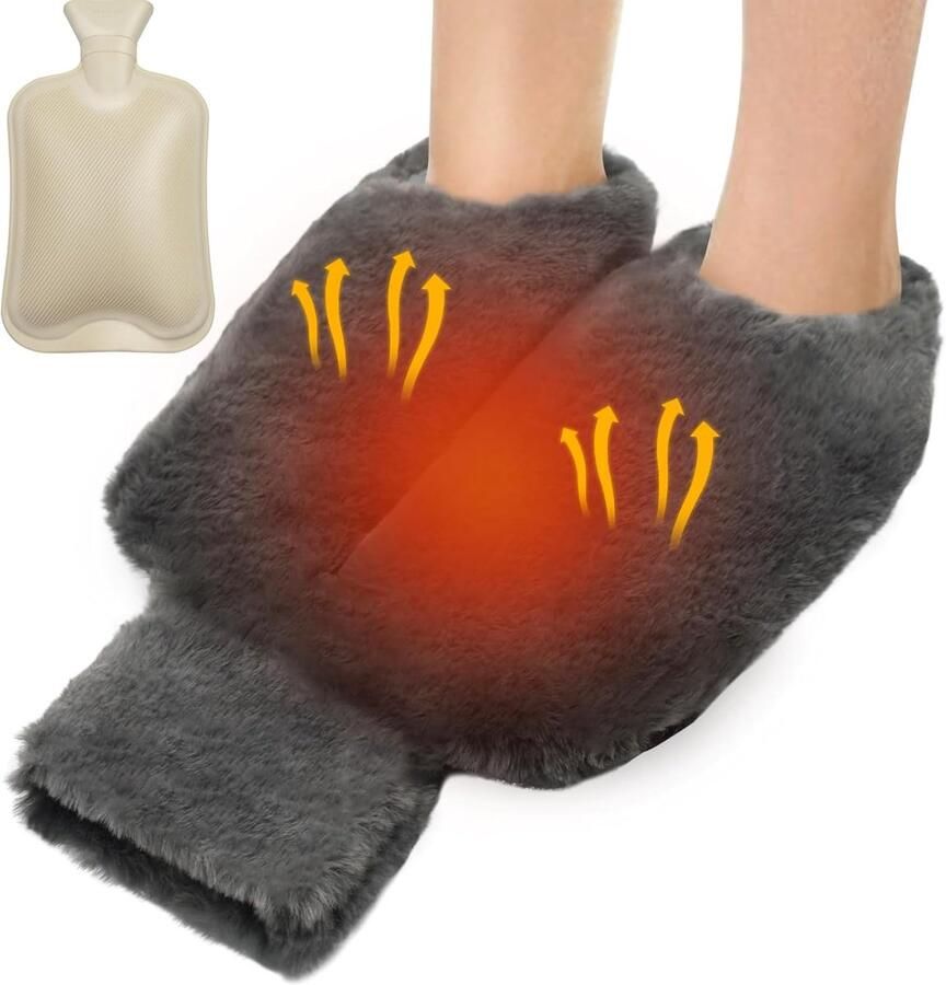Voetenwarmer Warmwaterkruik Voeten Opwarmen Zonder Stroom 40 x 36 cm Grijs
