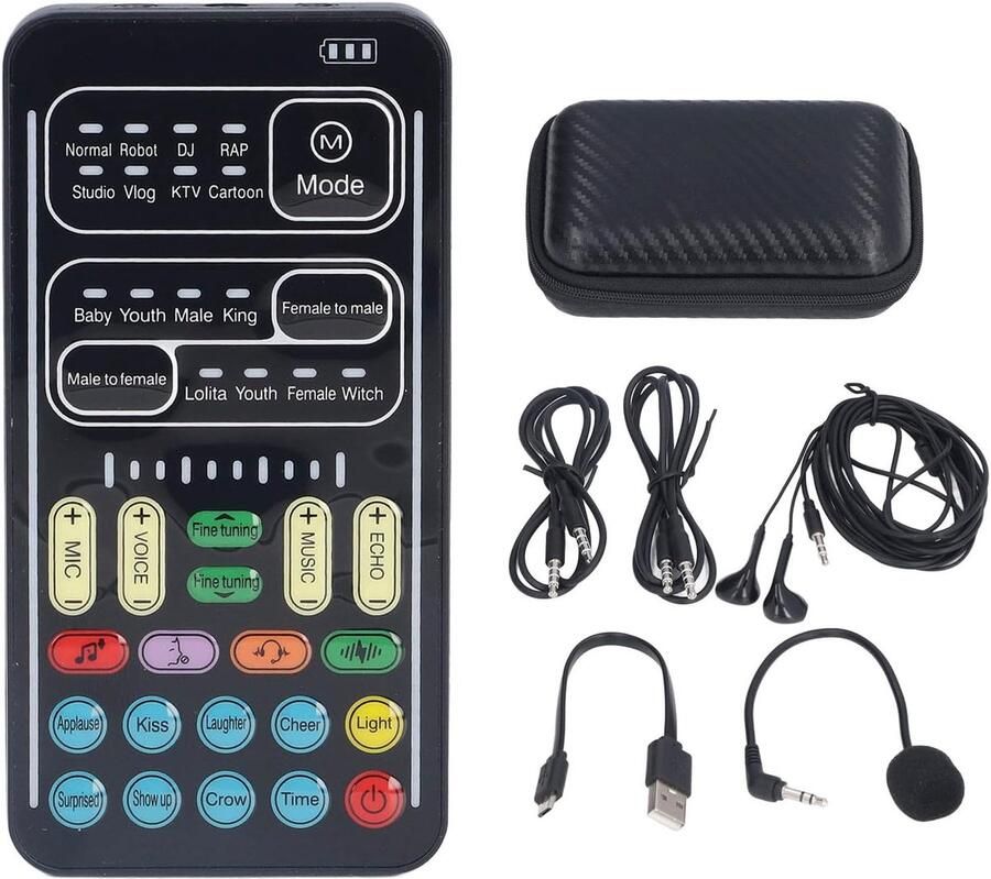 Voice Changer Handheld Bluetooth Voice Disguiser met Meerdere Geluidseffecten Voice Instelbare Mini Gaming Live-geluidskaart voor Switch PC Phone(gelijkstroom 5V)