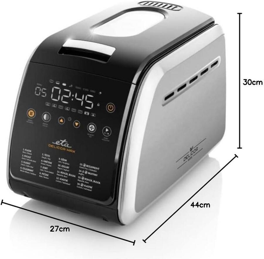 Volautomatische Broodbakmachine tot 1 5 kg met 16 Programma's en 2 Kneedhaken