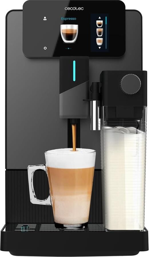 Volautomatische espressomachine 19 bar thermoblok 12 dranken 4 profielen water 1 l en 400 ml melk TFT-display conische molen automatische reiniging in hoogte