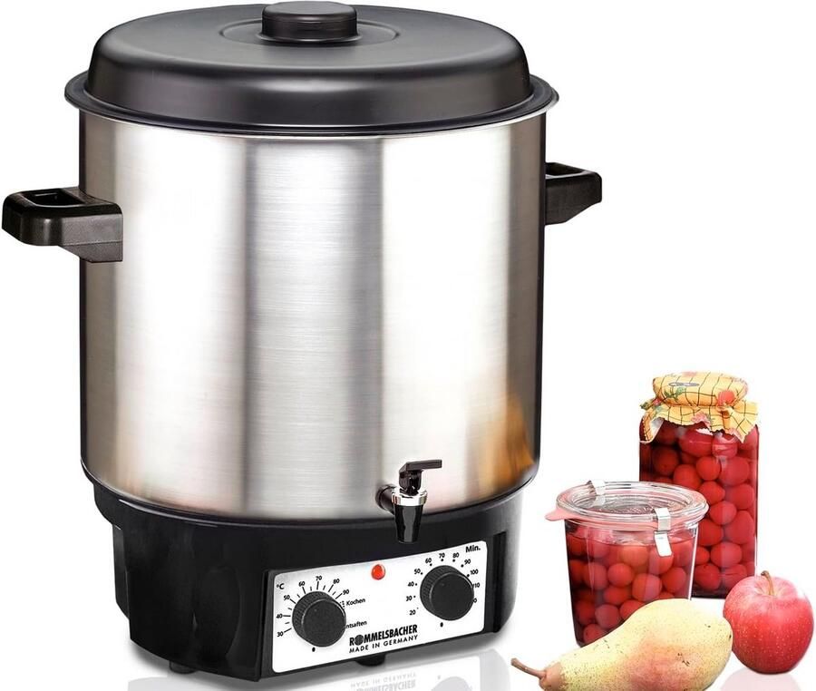 Volautomatische inmaakmachine 27 liter roestvrijstalen pan met afvoerkraan en timer