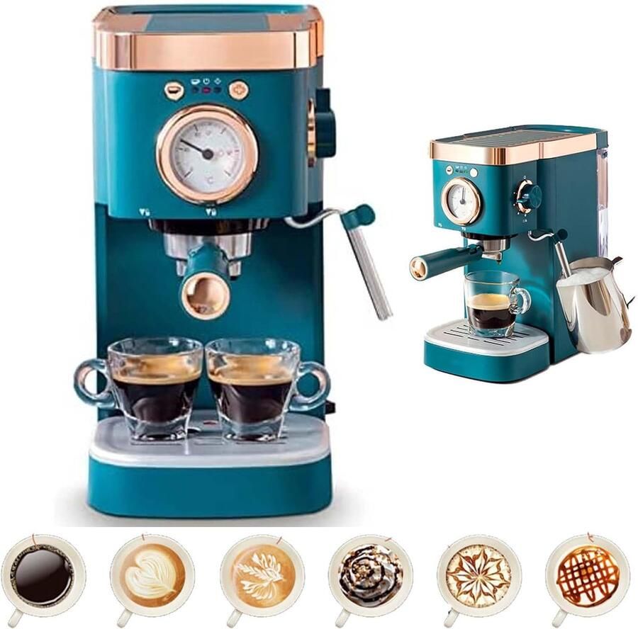 Volautomatische Koffiemachine Espressomaker Cappuccinomaker Geniet van Koffie Met Melkopschuimer 16x31x38 cm Groen