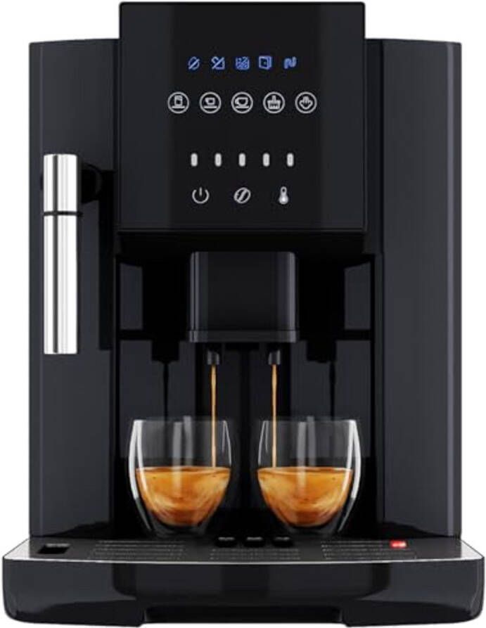 Volautomatische koffiemachine met melkopschuimer en conische koffiemolen 1 8 liter waterreservoir Voorverwarmfunctie Touch display