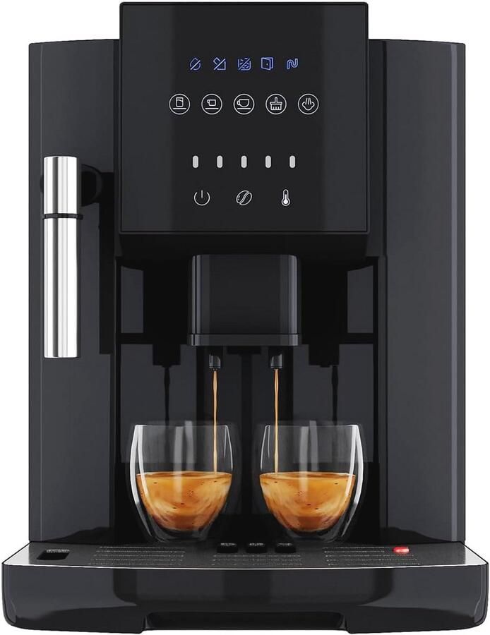 Volautomatische koffiemachine met melkopschuimer en conische koffiemolen 1 8 liter waterreservoir Voorverwarmfunctie Touch display