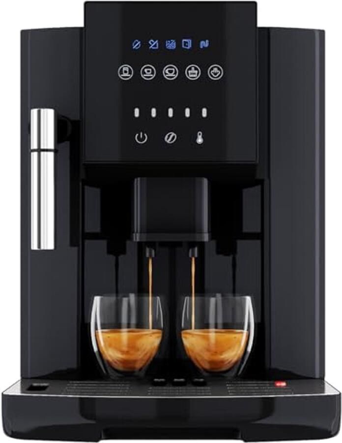 Volautomatische koffiemachine met melkopschuimer en conische koffiemolen 1 8 liter waterreservoir Voorverwarmfunctie Touch display