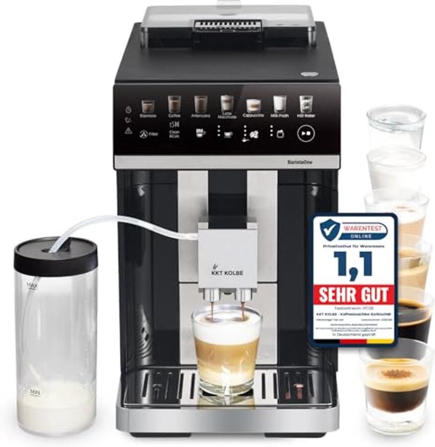 Volautomatische koffiemachine met touchscreen en melkreservoir