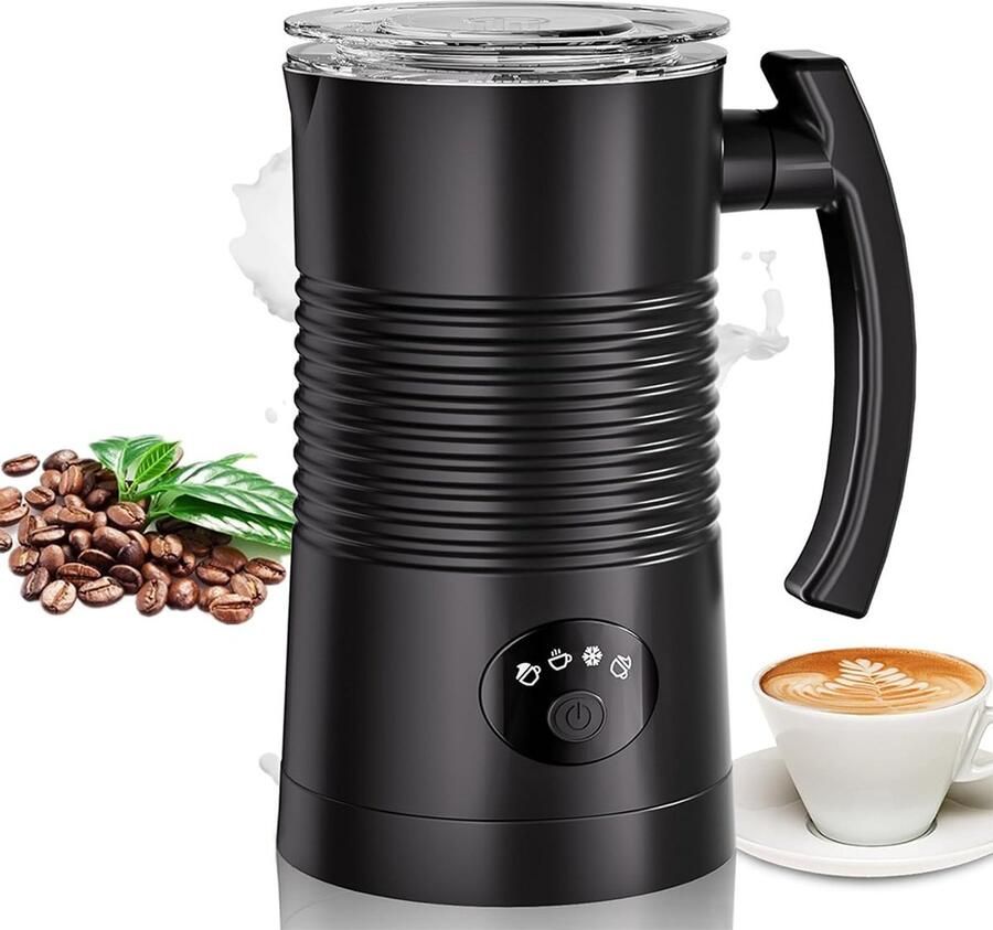 Volledig Automatische Melkopschuimer 4-Traps Afstelling Multi-Opschuimer Latte Art-Schuimmachine 350 ml Zwart