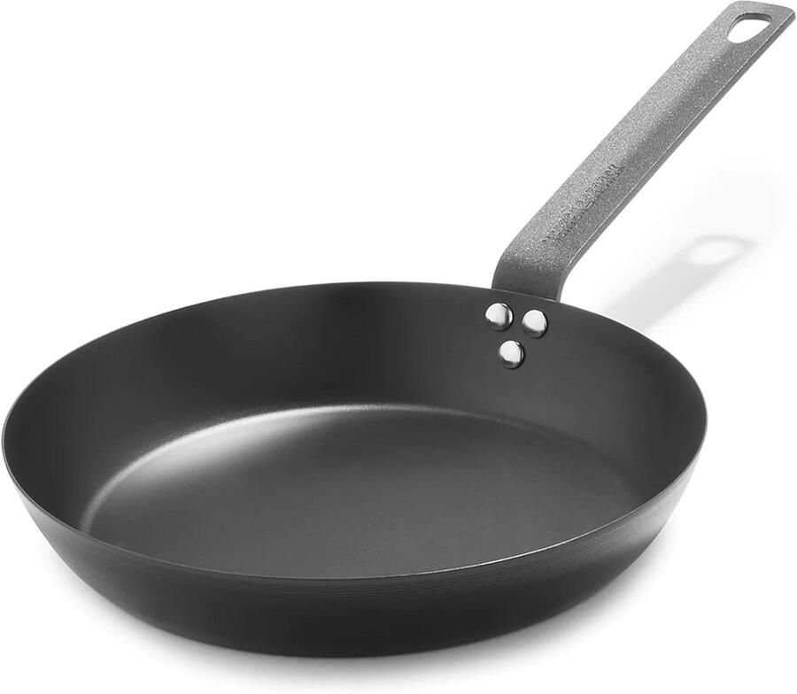 Voorbehandelde koolstofstaal koekenpan 26 cm inductie geschikt voor fornuis grill en oven lichtgewicht kookpan voor binnen en buiten