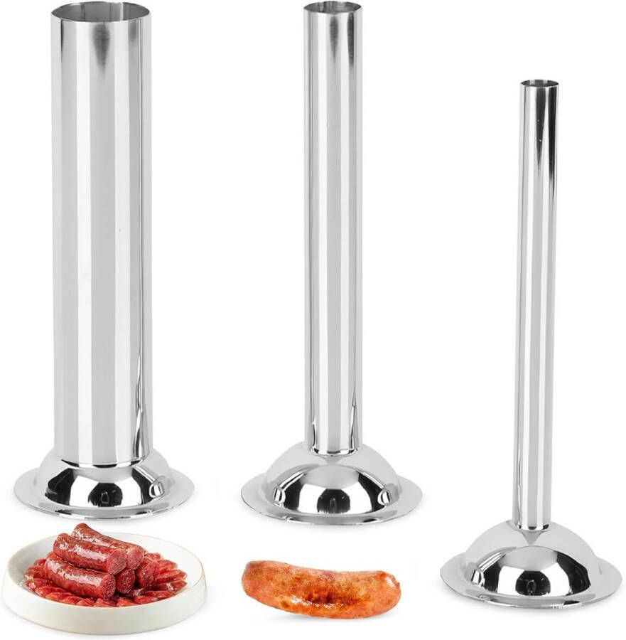 Voorraad worstvullers 3 stuks roestvrijstalen buizen Ø 12 mm 19 mm 32 mm