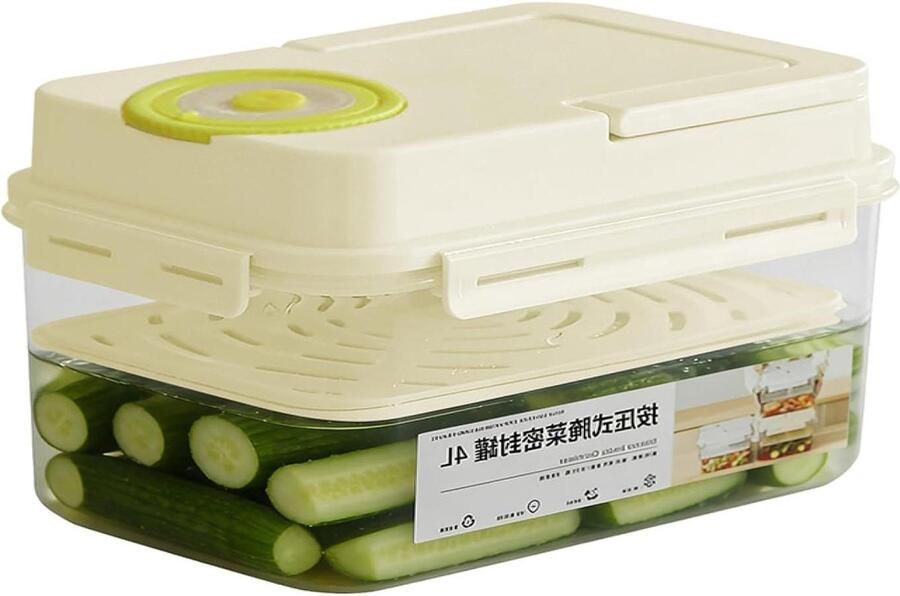 Voorraaddoos Fermenteren Gefermenteerde Voedselcontainer Voedsel Bewaren Vacuümdeksel met één aanraking 25 x 17 x 16 cm