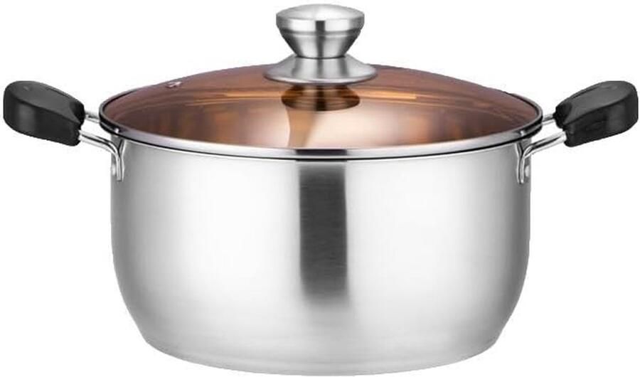 Voorraadpan RVS Soeppan Stoofpan Grote Maaltijden Koken Extra Grote Capaciteit 26 cm Zilver