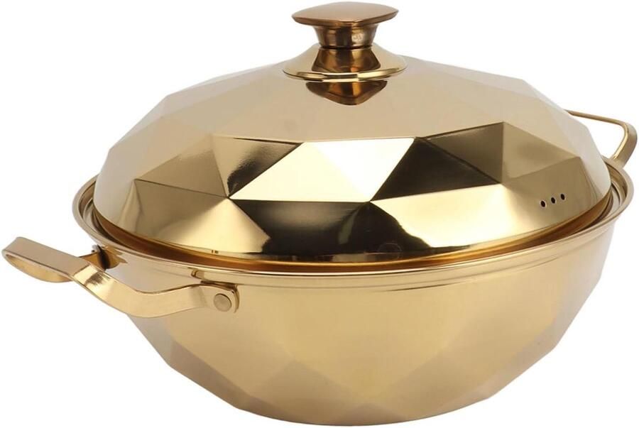 Voorraadpot Stoomkoker Kookgerei Pan Gezond Koken Dubbellaags Ontwerp 28x20cm Goud