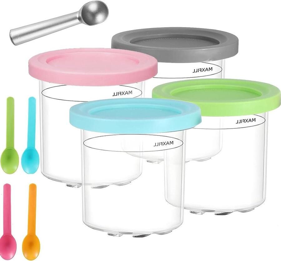 Voorraadpotten Set Reservecontainers IJsmachine IJs Maken Vaatwasmachinebestendig 4 Stuks Multicolor