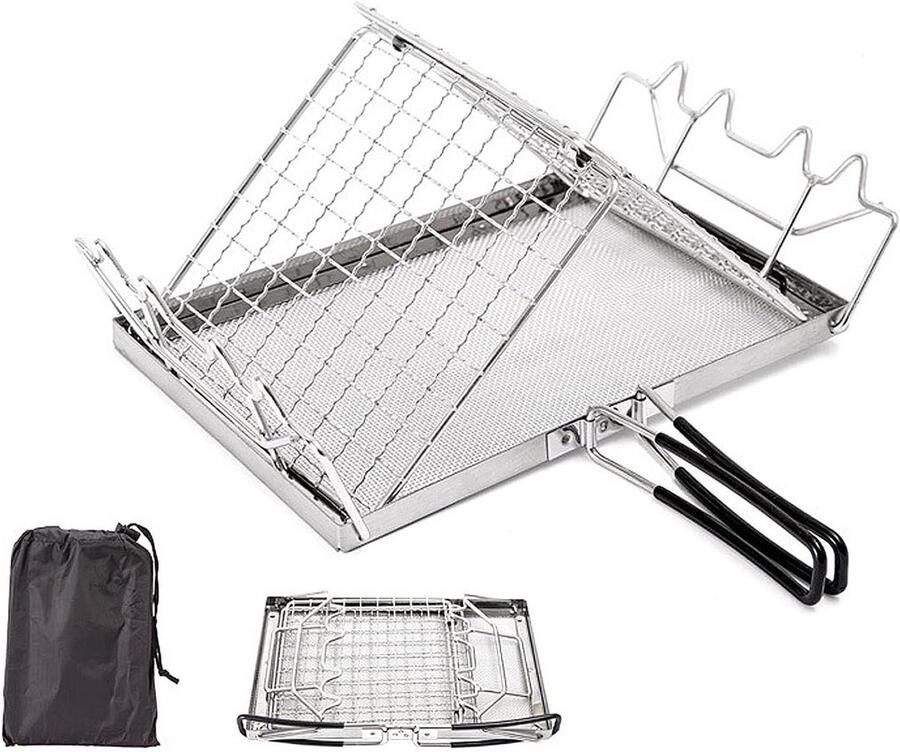 Vouwbaar Grill Rek BBQ Rooster Mesh Outdoor Koken Roestvrij Staal Opvouwbaar Ontwerp Meerkleurig
