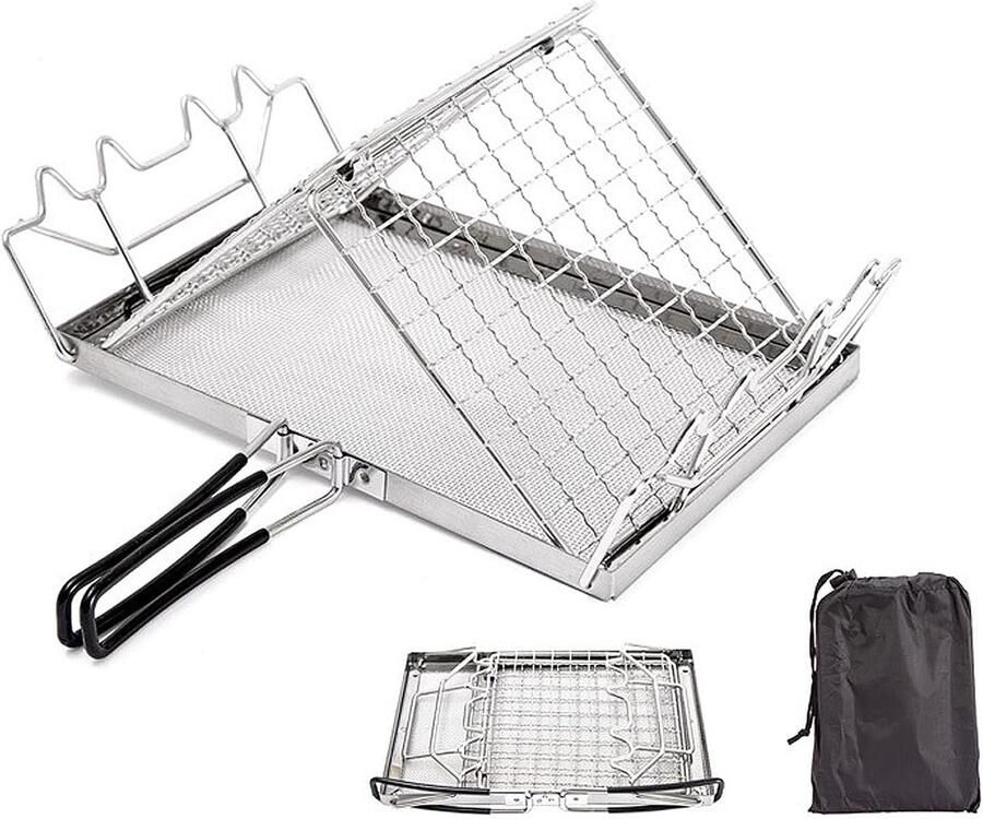 Vouwbaar Grillrek BBQ Rooster Mesh Outdoor Koken Roestvrij Staal One Size Meerkleurig