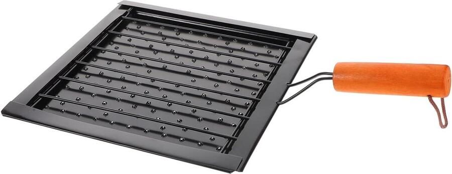 Vouwbaar Grillrooster Camping Bakplaat Buiten Koken Geperforeerd Ontwerp 39x20 cm Zwart
