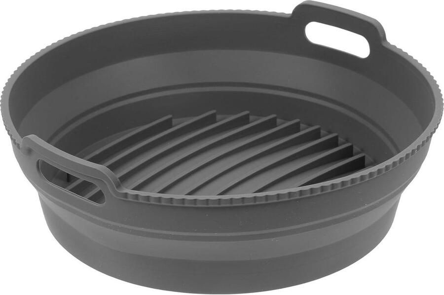 Vouwbare Bakmat Airfryer Accessoire Bakken en Braden Herbruikbaar Antiaanbak 21.5 cm Rond Lichtgrijs