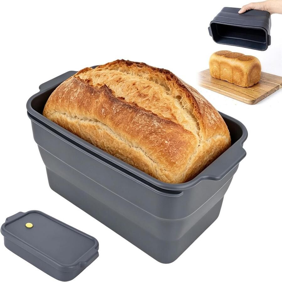 Vouwbare Broodvorm met Deksel van Siliconen Hittebestendig en Antikleef voor Oven Ideaal voor Brood en Toast
