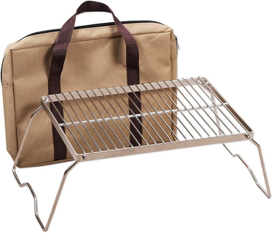 Vouwbare Grill Kampeergrill Tafelgrill Buiten Koken Heavy Duty Roestvrij Staal 17 x 12.6 Inch Zilver