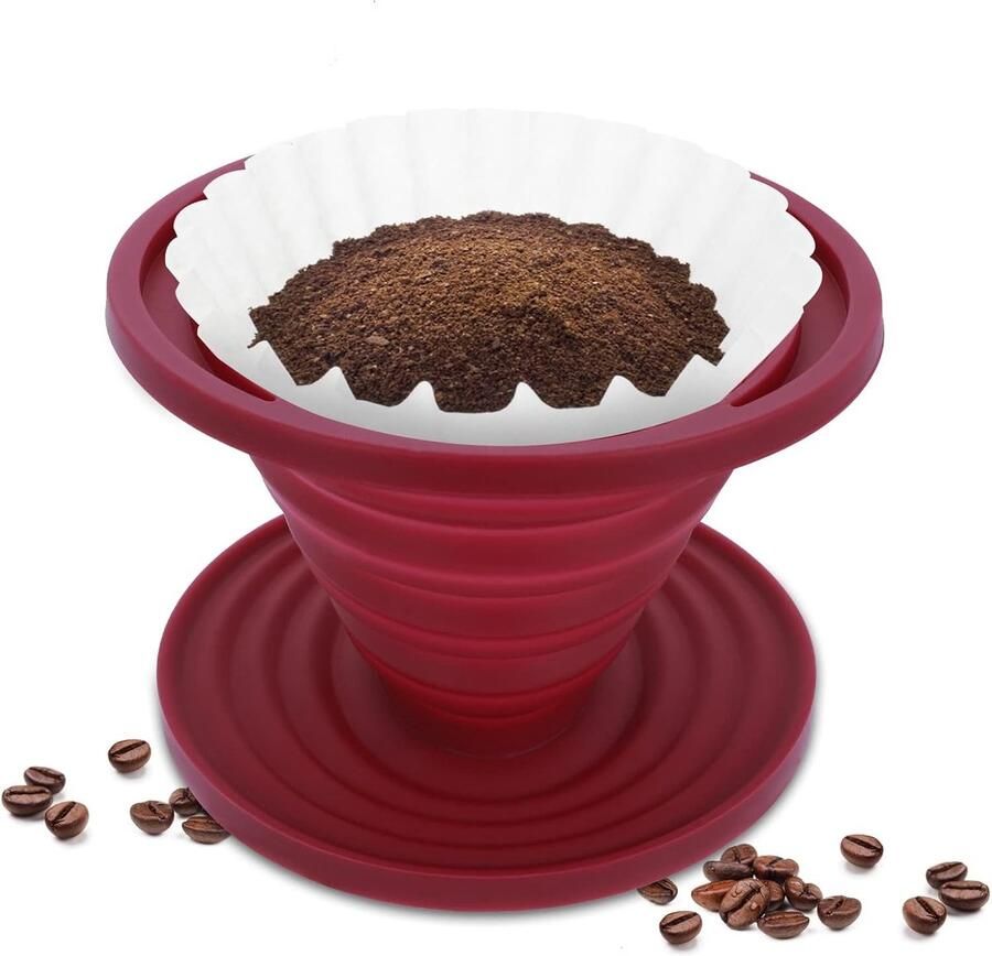 Vouwbare Koffiezetter voor Kamperen Herbruikbare Siliconen Waterfilter voor Perfecte Koffie onderweg