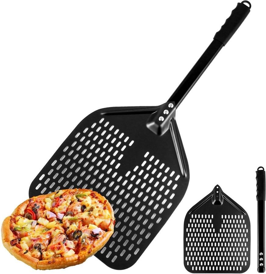 Vouwbare Perforated Pizza Schep van Aluminium Ideaal voor Pizza Brood en Thuisbakken 30 x 39 x 43 cm