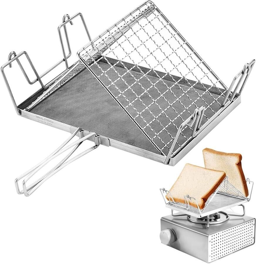 Vouwbare RVS Campingtoaster voor Gasfornuis en Kookplaat Compacte Accessoire voor Buitenleven Kamperen en Picknicken