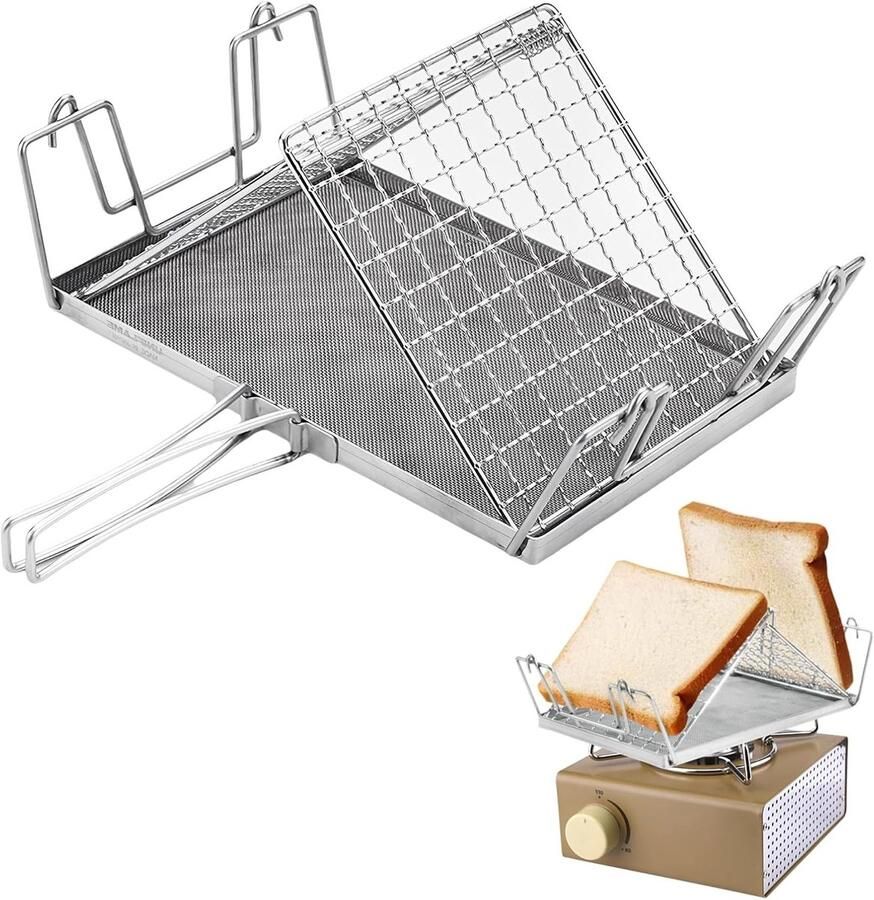 Vouwbare RVS Campingtoaster voor Gasfornuis Ideaal voor Kamperen en Picknicks Compact en Lichtgewicht