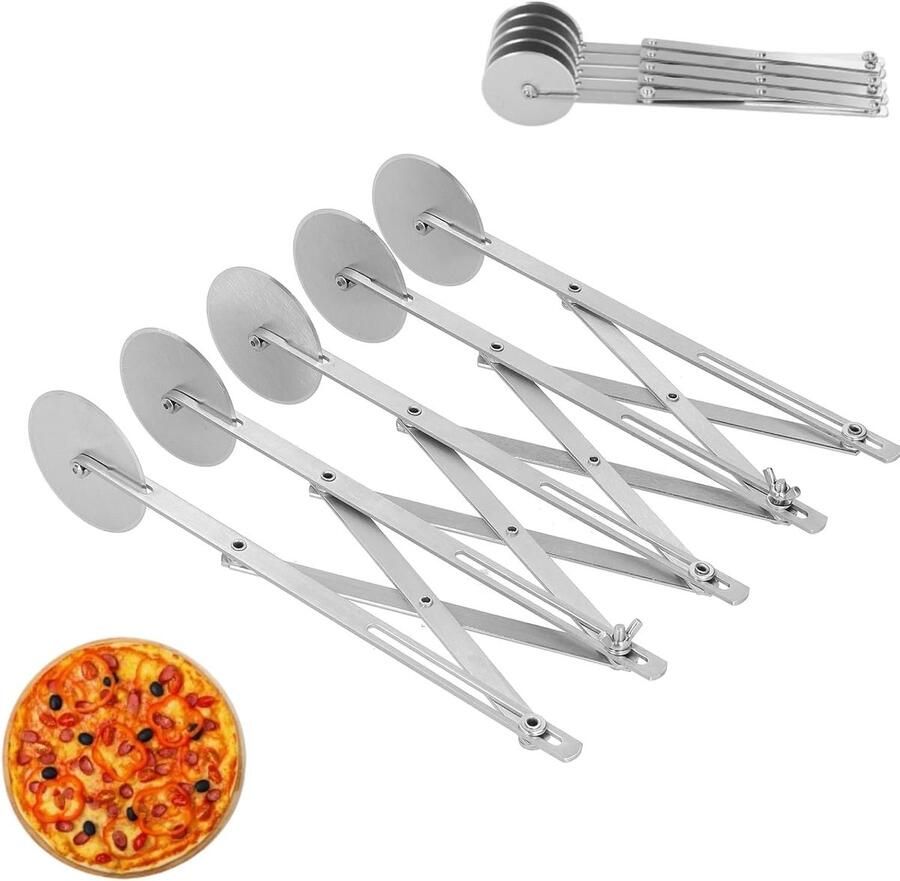 Vouwbare RVS Deegsnijder voor Pizzadeeg Pasta en Bakwerk Professionele Deegsnijmachine met Wielen