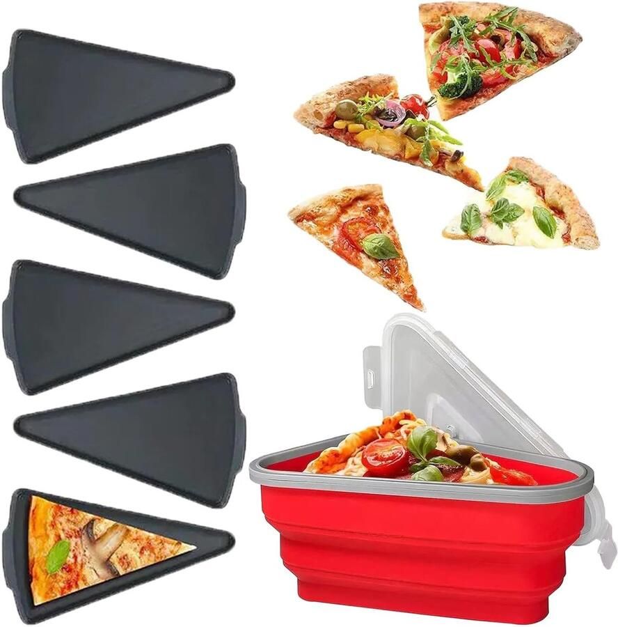 Vouwbare Siliconen Pizza Box met Deksel en 5 Compartimenten voor Thuis Restaurant en Reizen Herbruikbaar voor Pizzadeeg en -ballen