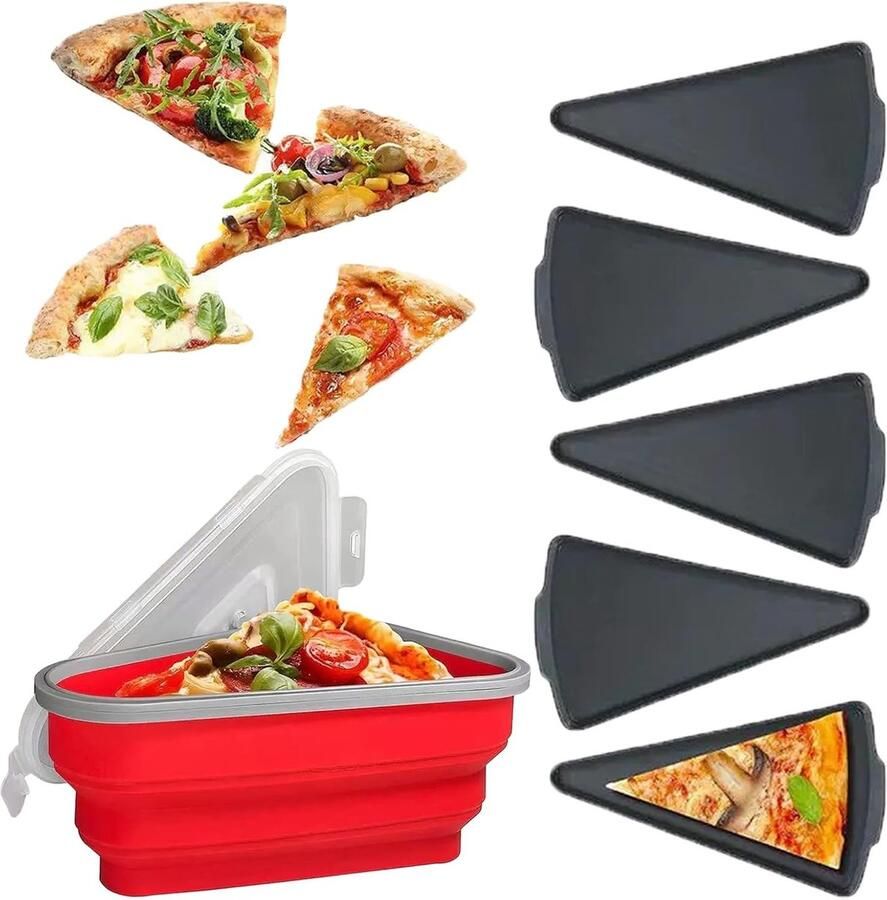 Vouwbare Siliconen Pizzadoos met Deksel en 5 Compartimenten voor Thuis Restaurant en Reizen Herbruikbaar voor Pizzadeeg en Ingrediënten