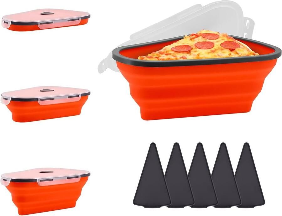 Vouwbare Siliconen Pizzaopslagcontainer met Deksel Herbruikbare Opslagoplossing voor Pizzadozen en 100 Stuks Bakpapier voor Ruimtebesparing
