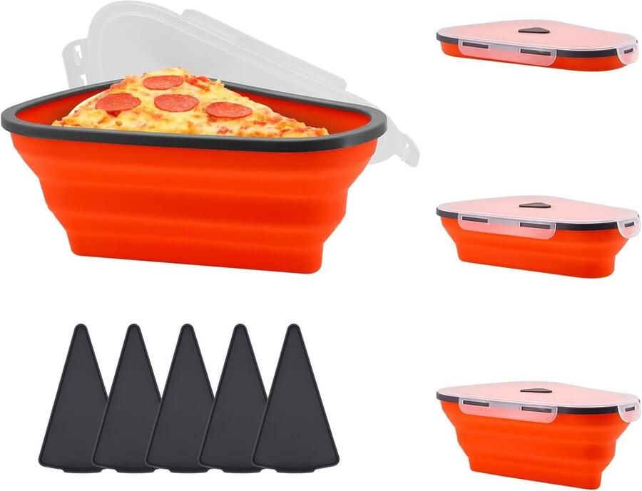 Vouwbare Siliconen Pizzaopslagdoos met Deksel Herbruikbare Opbergdoos voor Pizza met 100 Stuks Bakpapier voor Ruimtebesparing en Versheid