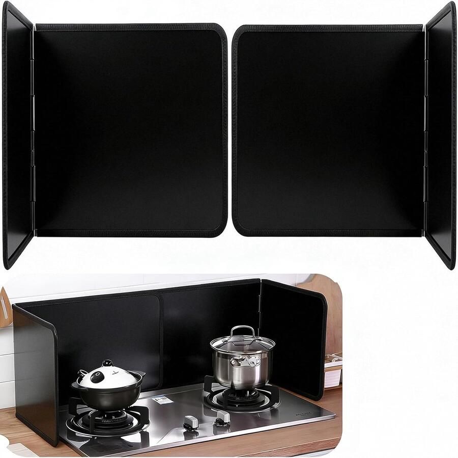 Vouwbare spatwand voor keuken zonder boren verstelbare spatbescherming voor kookplaat en achterwand 30 cm zwart
