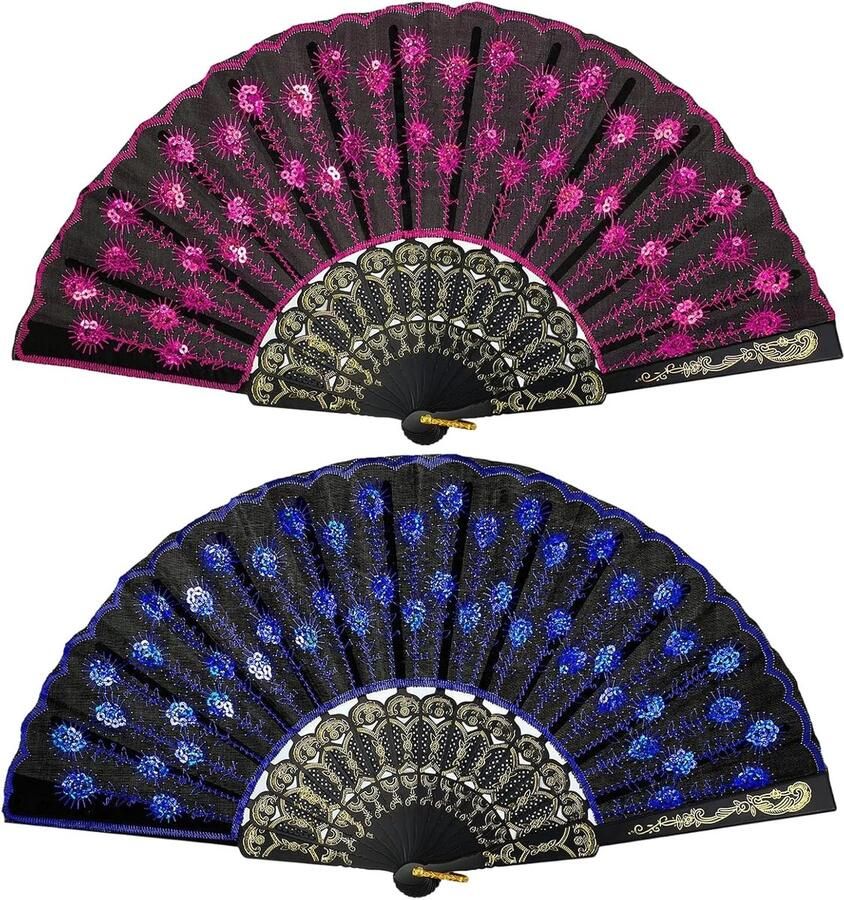 Vouwfan 2 Pack Lace Handfan Retro Design Perfect voor Bruiloften en Feesten SnelShoppen