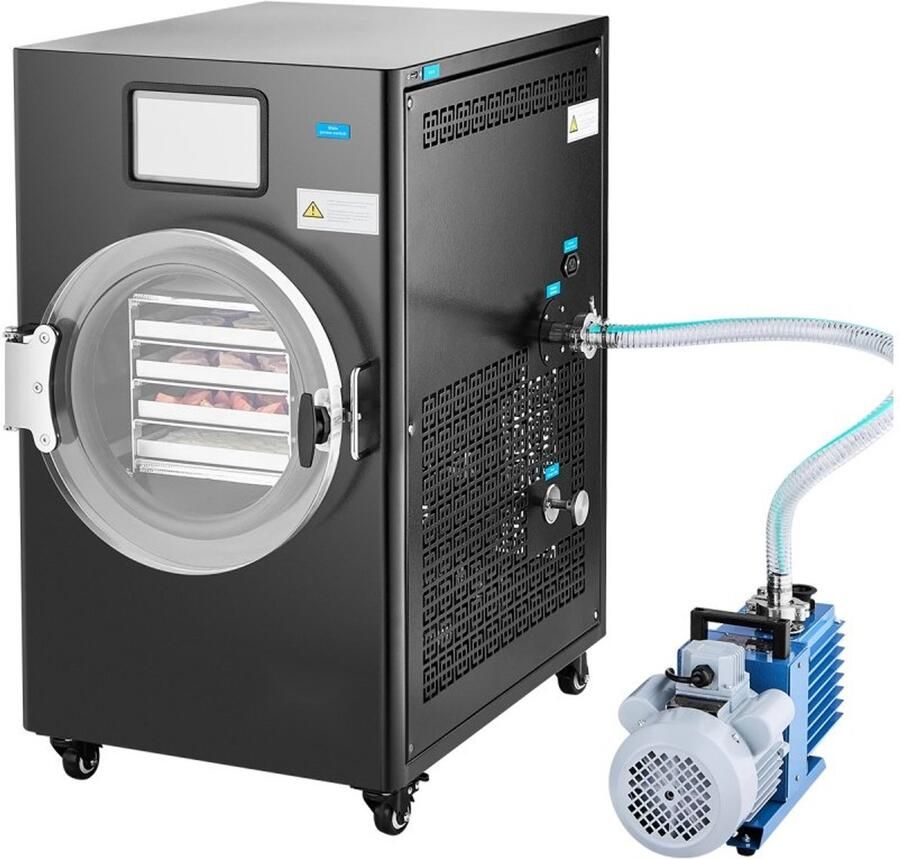 Vriesdroger Droogapparaat Capaciteit 4-6 kg Vierlaags Lades Instelbare Temperatuur en Tijd Voor Voedsel en Fruit Zwart