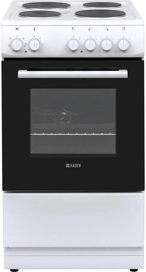 Vrijstaand fornuis Elektrisch kooktoestel Dagelijks koken Vier massieve kookplaten 50 cm breed Wit