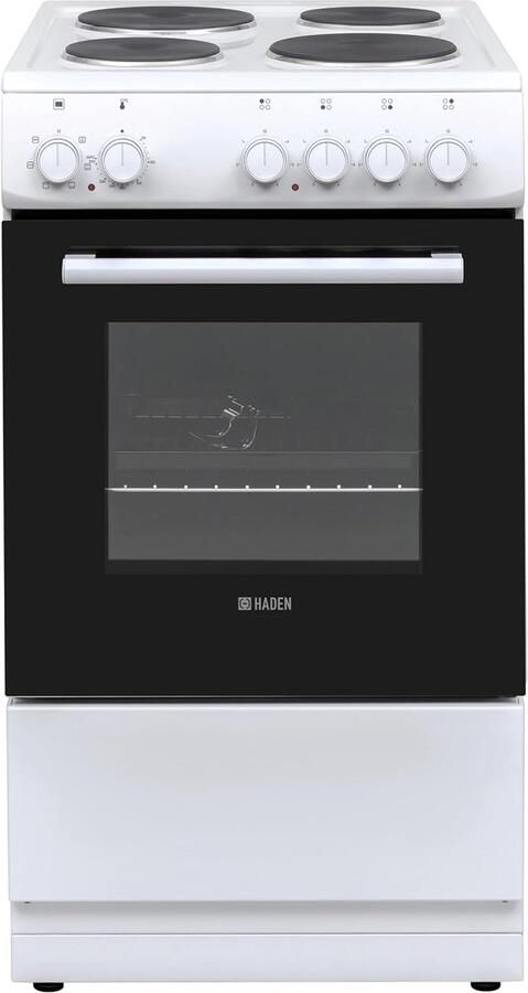 Vrijstaand fornuis Elektrisch kooktoestel Dagelijks koken Vier massieve kookplaten 50 cm breed Wit