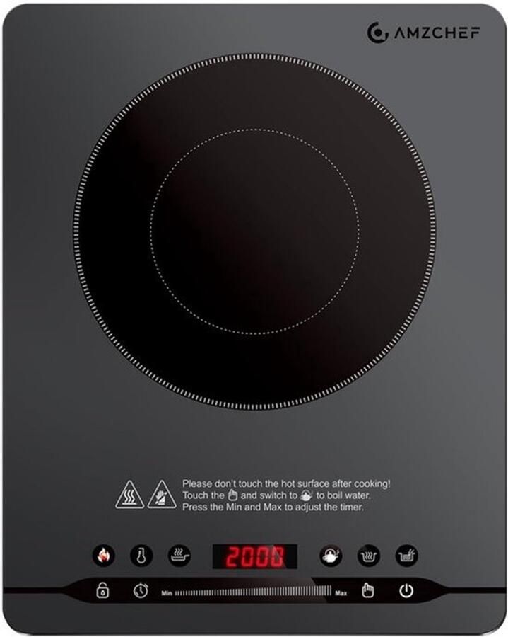 Vrijstaande Elektrische Kookplaat Inductie 2000 W Vermogen 37 cm Breedte Keramisch Glas Compacte En Stille