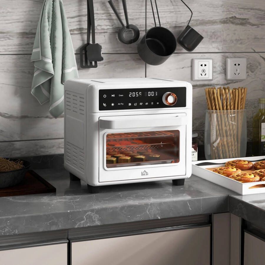 Vrijstaande Elektrische Oven met Accessoires 13L Hete Lucht en Grill 1200W Wit Multifunctionele Desktop Elektrische Oven