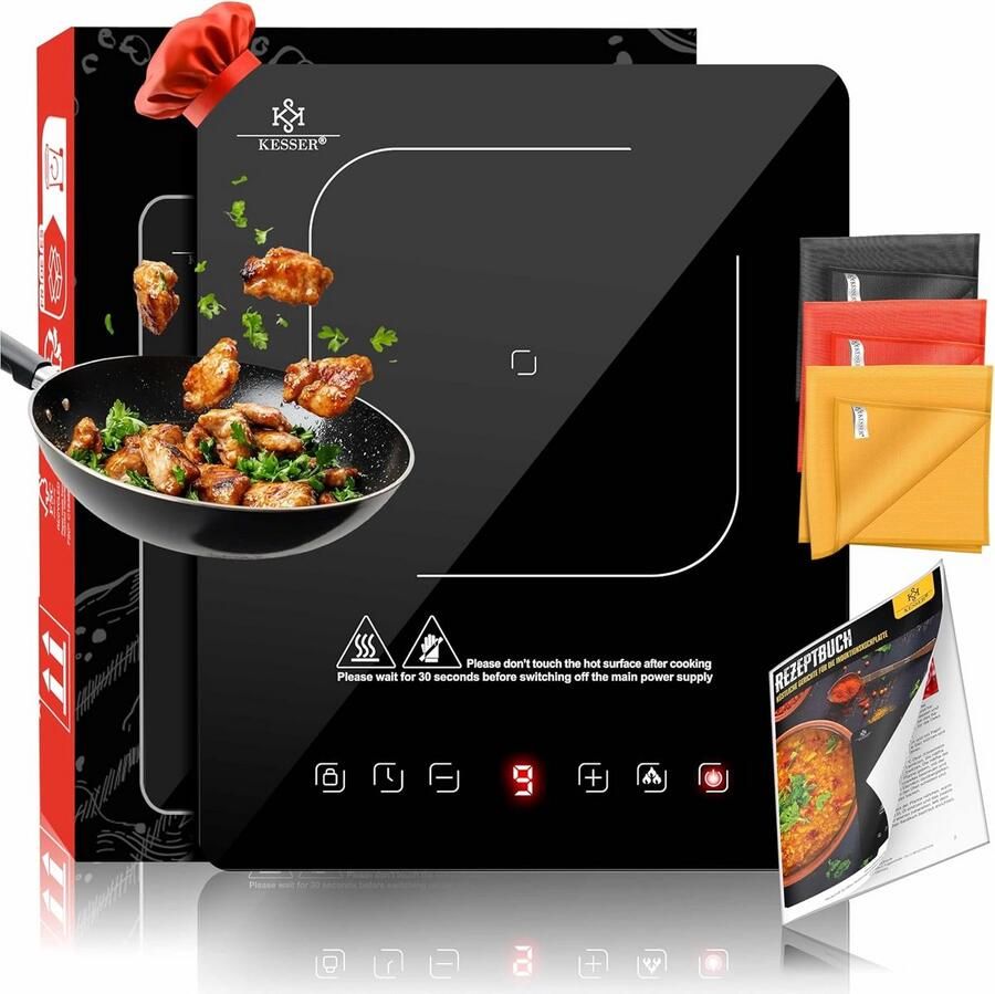 Vrijstaande Inductiekookplaat met 1 Kookzone 2100W Elektrische Kookplaat met Timer Touch-bediening en Boosterfunctie