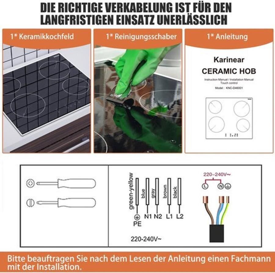 Vrijstaande Keramische Kookplaat 6000 W 60 cm Glas Keramiek Vierkookplaat Elektrische Kookplaat Voor Stijlvolle Keukens