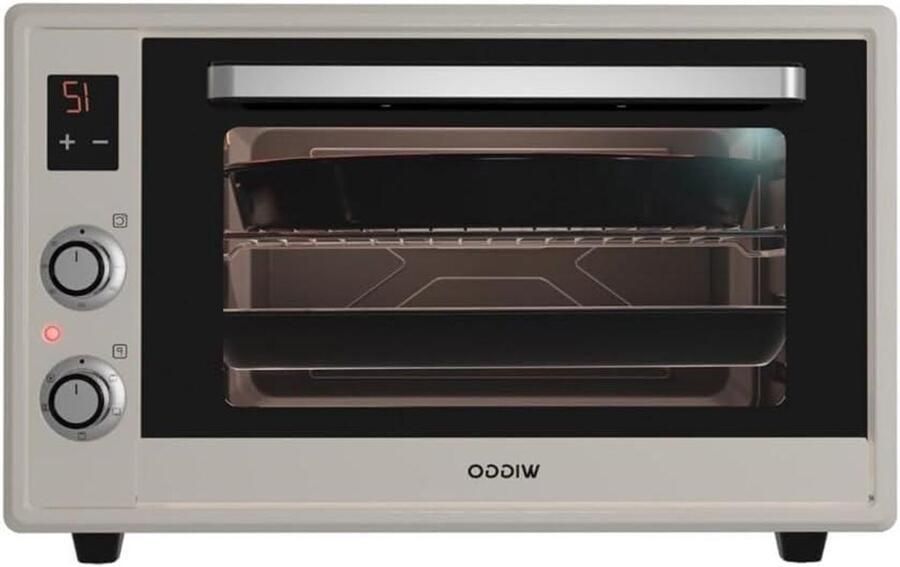 Vrijstaande Mini Oven Compacte Oventje Thuis Bakken Grillen 5 Jaar Garantie 65 Liter Creme