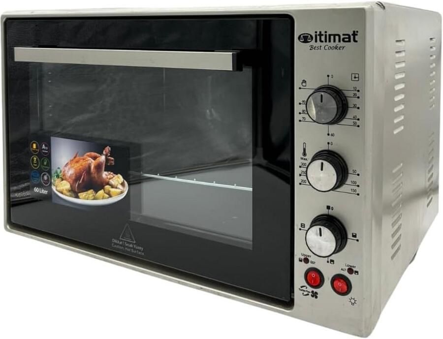 Vrijstaande Oven 60 Liter 1837 Watt Hetelucht Perfect voor Thuis