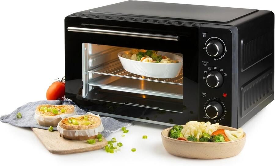 Vrijstaande Oven Aanrechtoven Hetelucht Lekker Koken Grillfunctie Inclusief 28 Liter Zwart - Foto 1