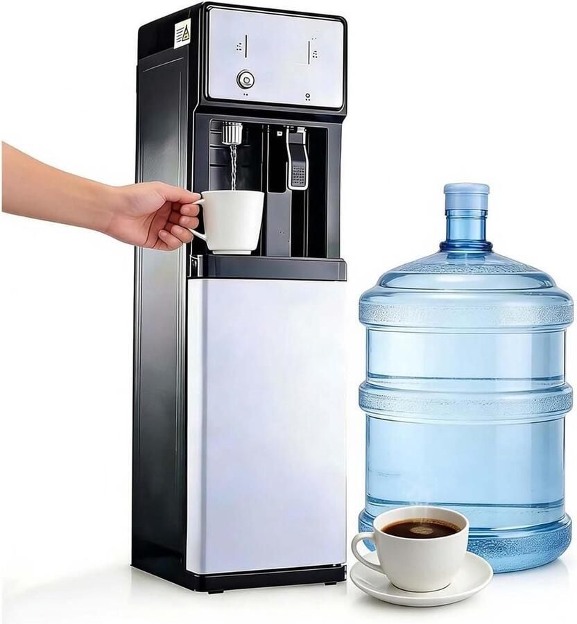Vrijstaande Waterdispenser Koelzuil Waterkoeler Direct Drinken Onderlading Fles 105 cm Hoog Wit