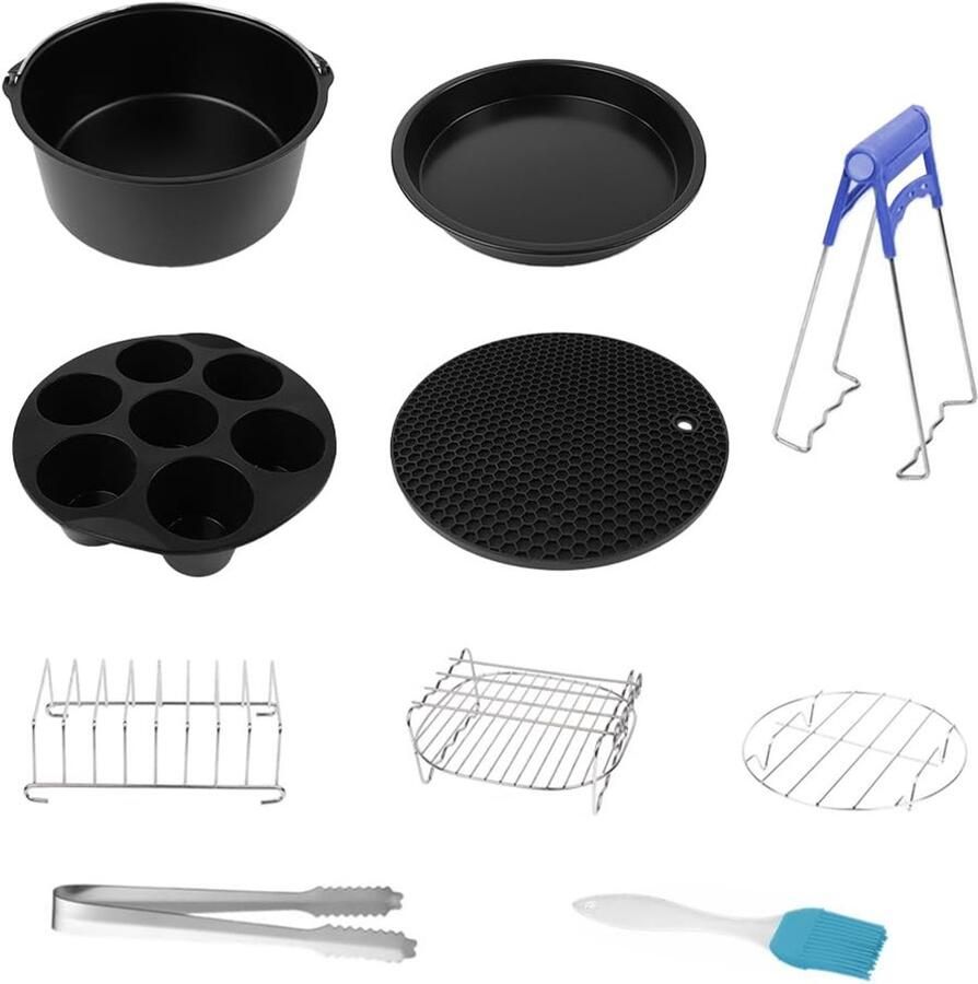 Aladdien Olievrije Frituurpan Airfryer Accessoireset Geschikt voor 3 5 4 5 L Siliconenmand en trays Vaatwasserbestendig 10-delige set