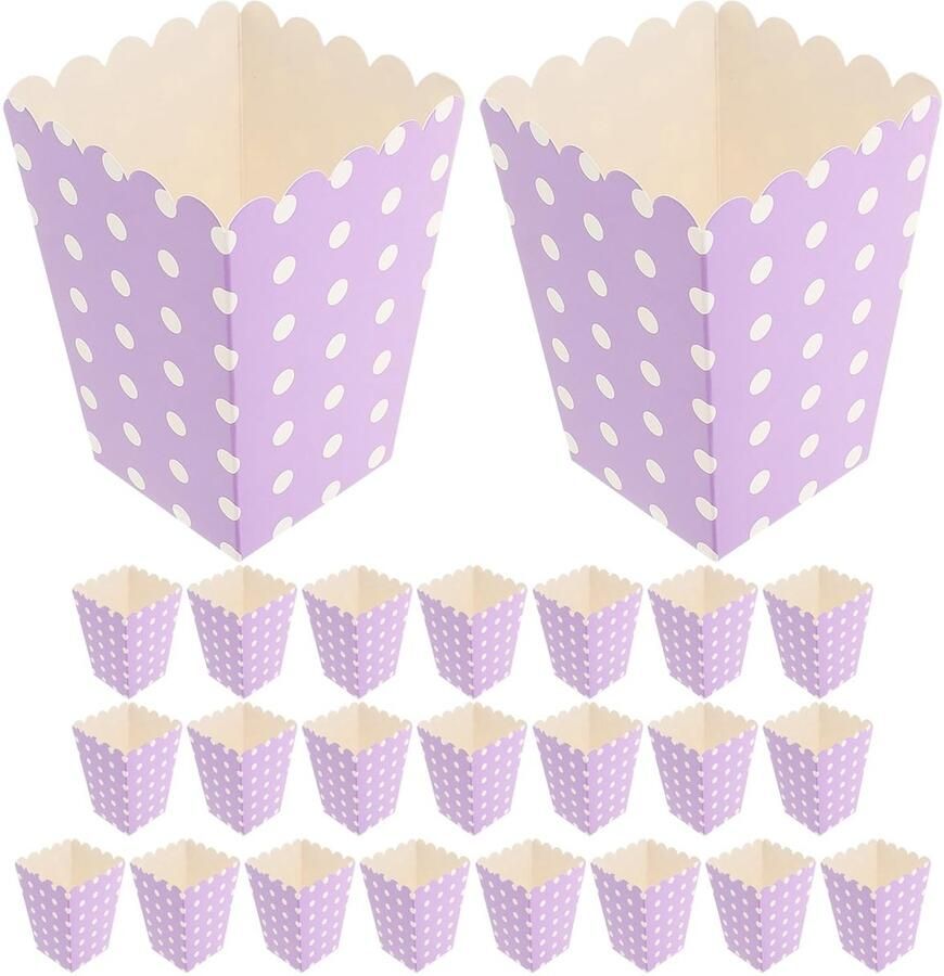 IMstore Popcorn Boxes Party Decoratie Lila Wegwerp Popcornhouders Ideaal voor Feestjes en Filmavonden 24 Stuks