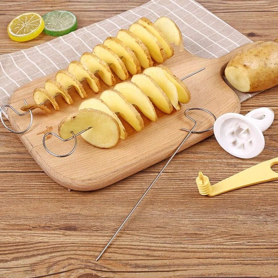 VT Goods Tornado Spiraal Aardappelsnijder Handmatige Snijmachine Groente Spiralizer DIY Chips Maker Geschikt voor Thuisgebruik Roestvrij
